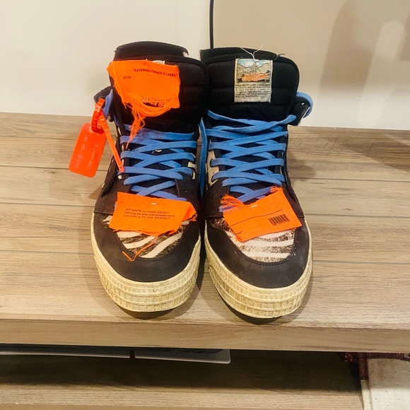 Off-White Other - High-Top Sneakers with Blue Laces and Orange Accents Off-White
